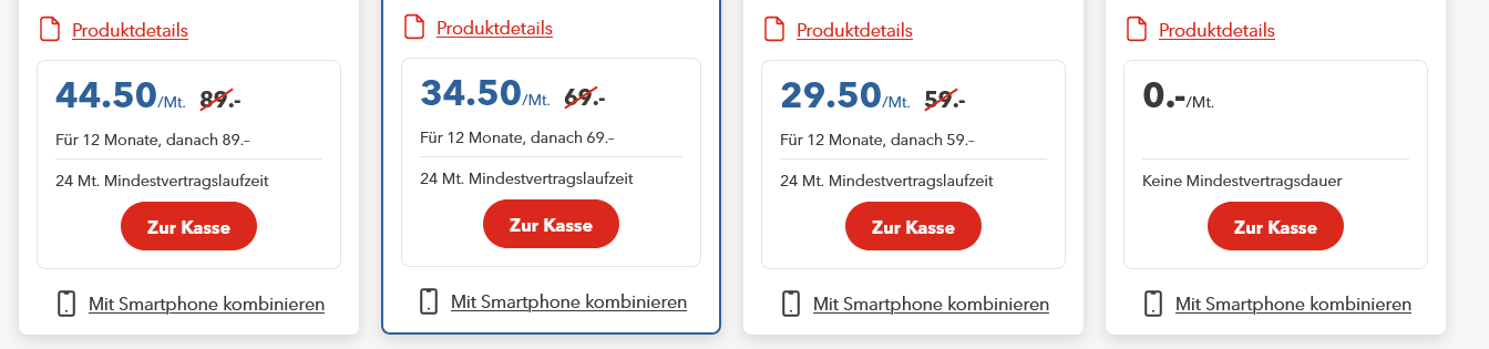 UPC - Sunrise Preise nach 12 Monaten